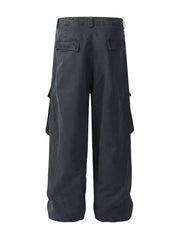 Haze Gray cargo sweatpants with multiple pockets and relaxed fit.