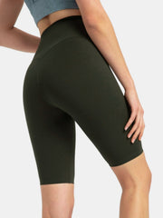 Sculpted Contour Active Cycling Shorts in Vintage Green with a high waist and seamless design.