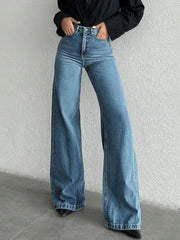 High-waisted Bootcut Jeans in Light Blue, side view