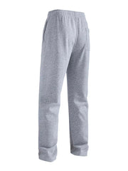Men's light gray drawstring sweatpants with loose fit and back pocket.