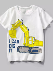 Excavator Graphic Tee For Little Adventurers