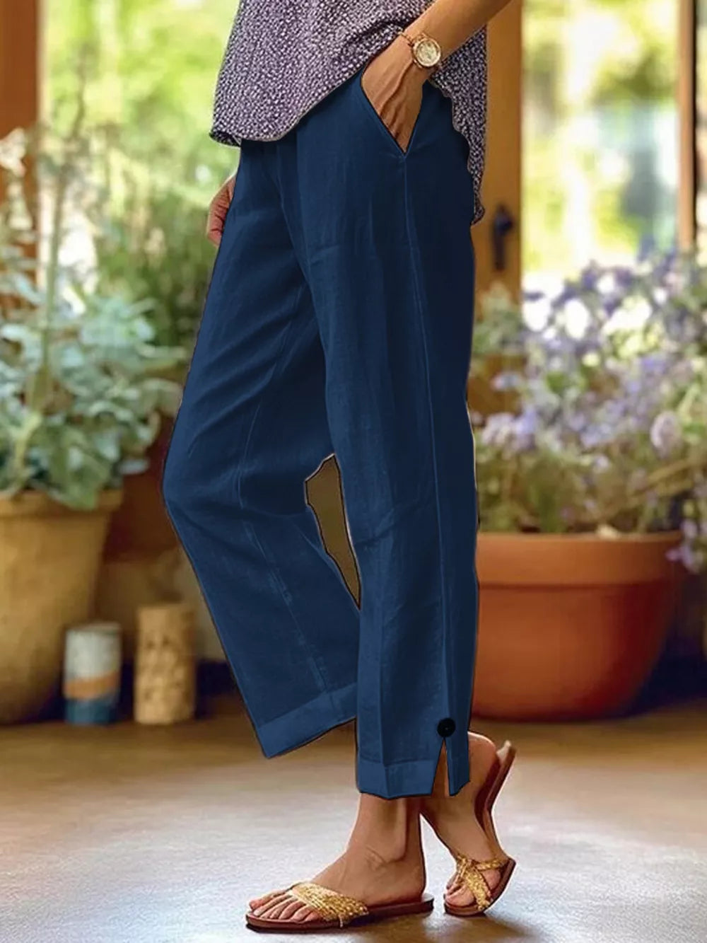 Full Size Casual Wide-leg Pants Plus Size, front view