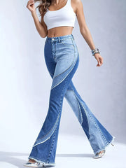Asymmetrical Flare Jeans With Raw Hem