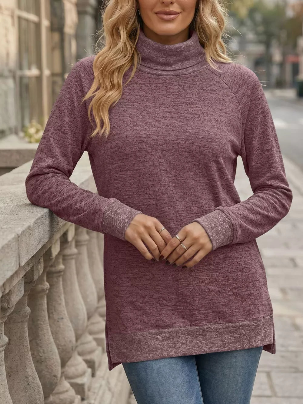 Moonlit Mauve turtleneck sweater