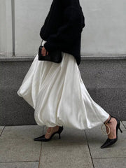 Elegant Satin Flowy Maxi Skirt