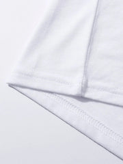 White t-shirt hem detail with double stitching