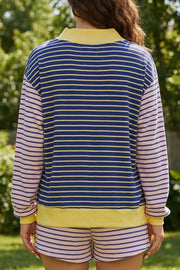 Stripe Color Block Ribbed Knit Two-piece Set, back view