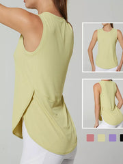 Ribbed Active Tank With Curved Hem