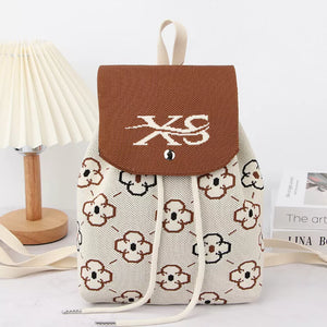 Floral Print Drawstring Backpack Bag, front view