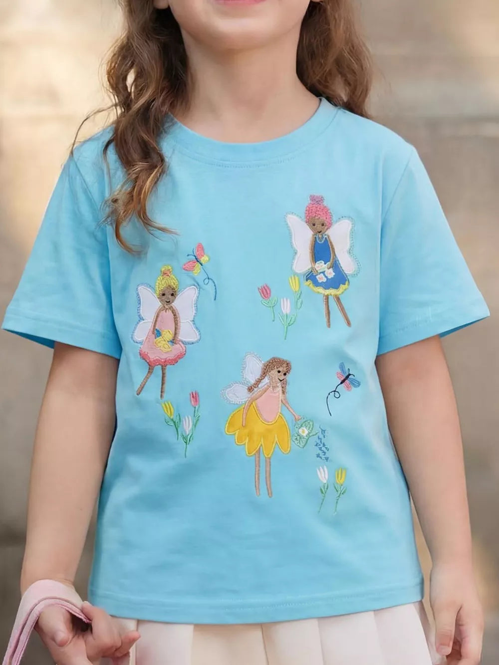 Children's Embroidered Round Neck T-shirt, front view