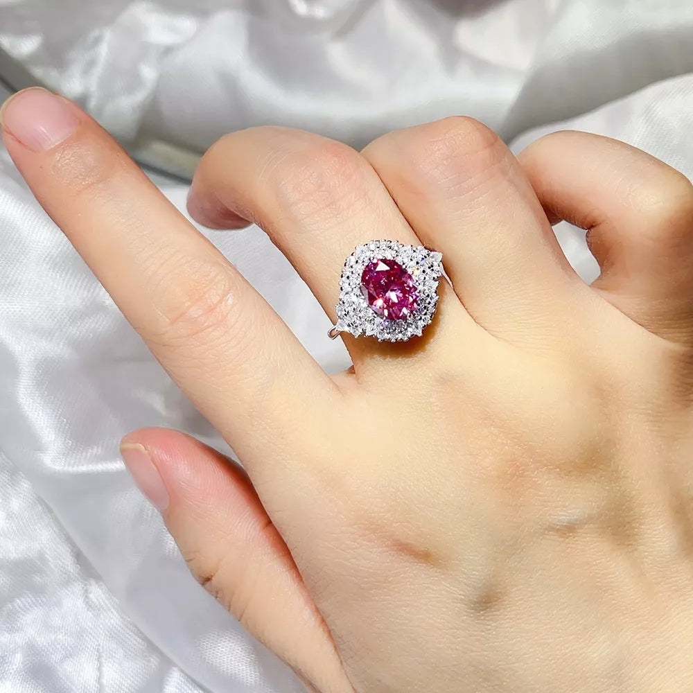 2 Carat 925 Ring in Fuchsia Pink, front view