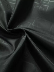 Black hooded jacket fabric with subtle geometric pattern detail