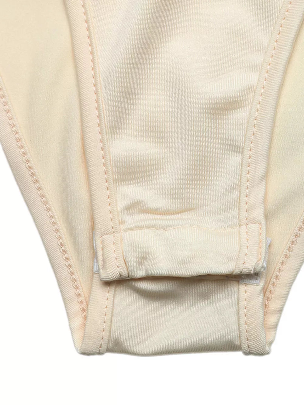 Cream satin maternity bodysuit with pearl trim detail and snap closure