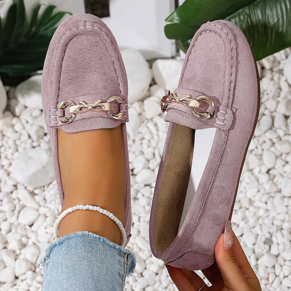 Comfortable Flat Loafers With Buckle in Dark Blue, view 15