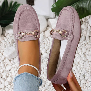 Comfortable Flat Loafers With Buckle in Dark Blue, view 15