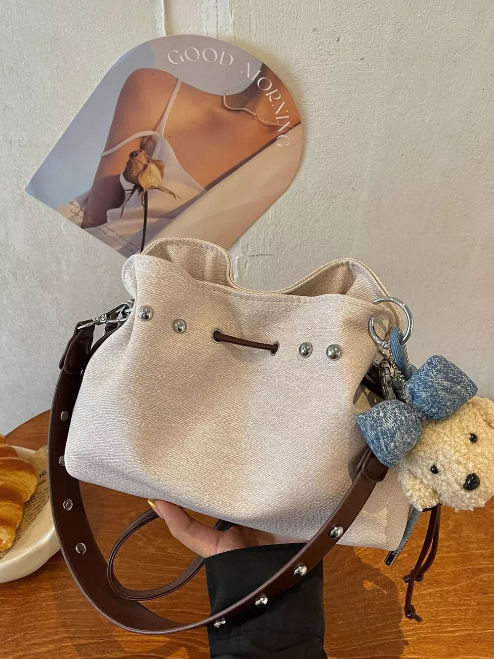 Bucket Crossbody Bag in Blue, view 11