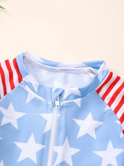 Children's Patriotic Star Print Swim Set With Hat, side view