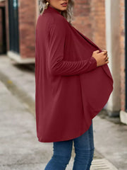 Open-front Dropped Shoulder Cardigan in Orange with dropped shoulder