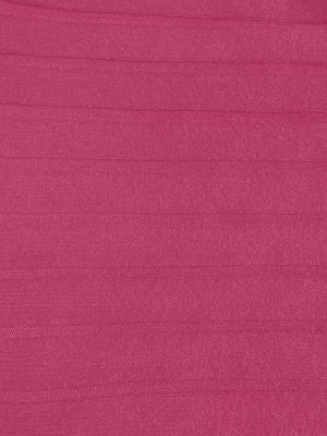 Fuchsia pink ribbed knit hoodie dress fabric detail