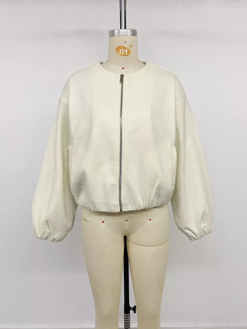 Fleece Bomber Jacket With Zipper in Apricot, view 11