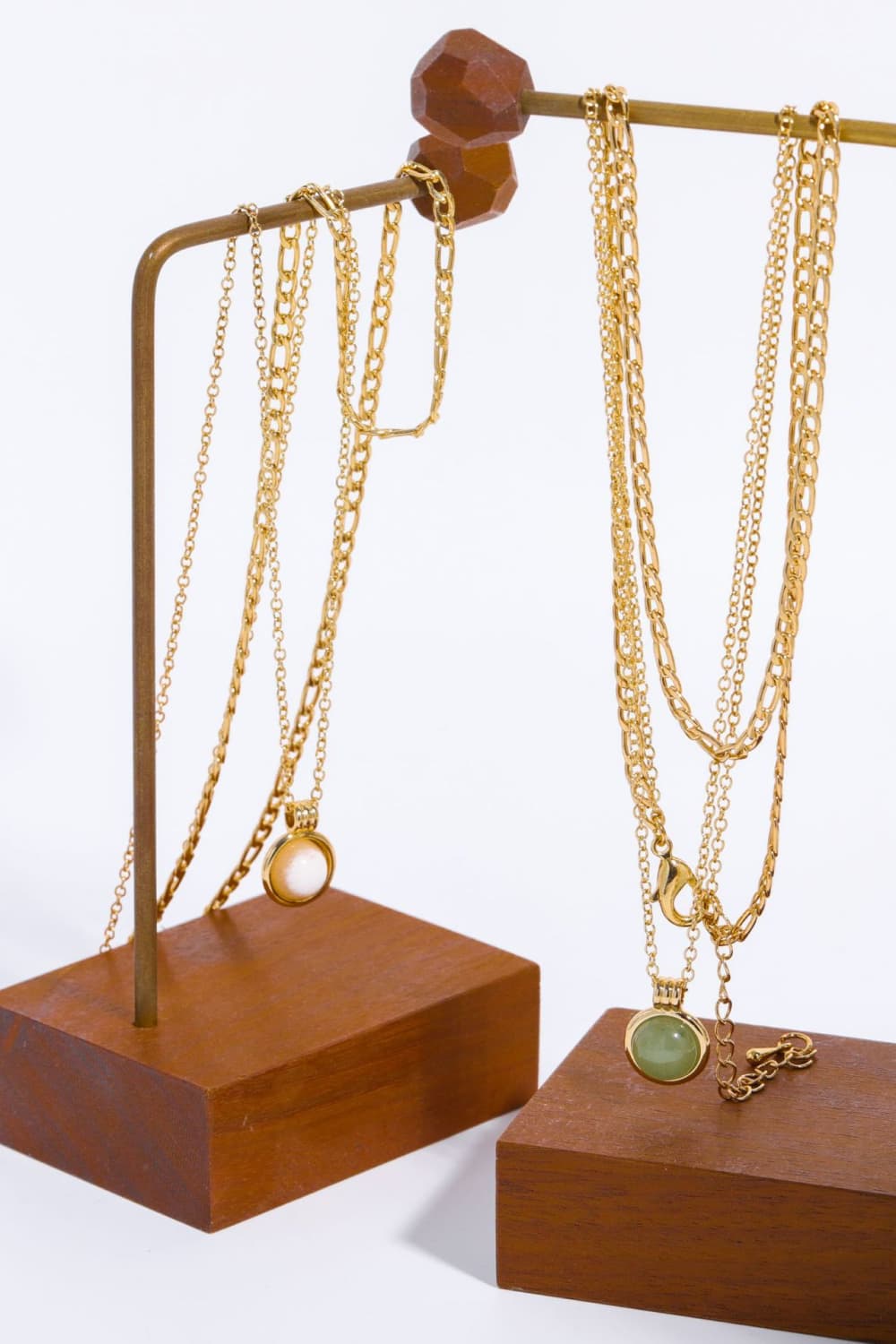 Green aventurine orb pendant necklace with 14K gold halo and chain.