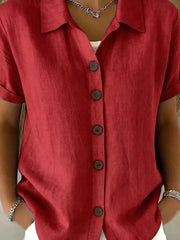 Full Size Button Up Short Sleeve Shirt in Army Green, alternate angle