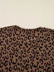 Brown leopard print loungewear joggers with drawstring detail