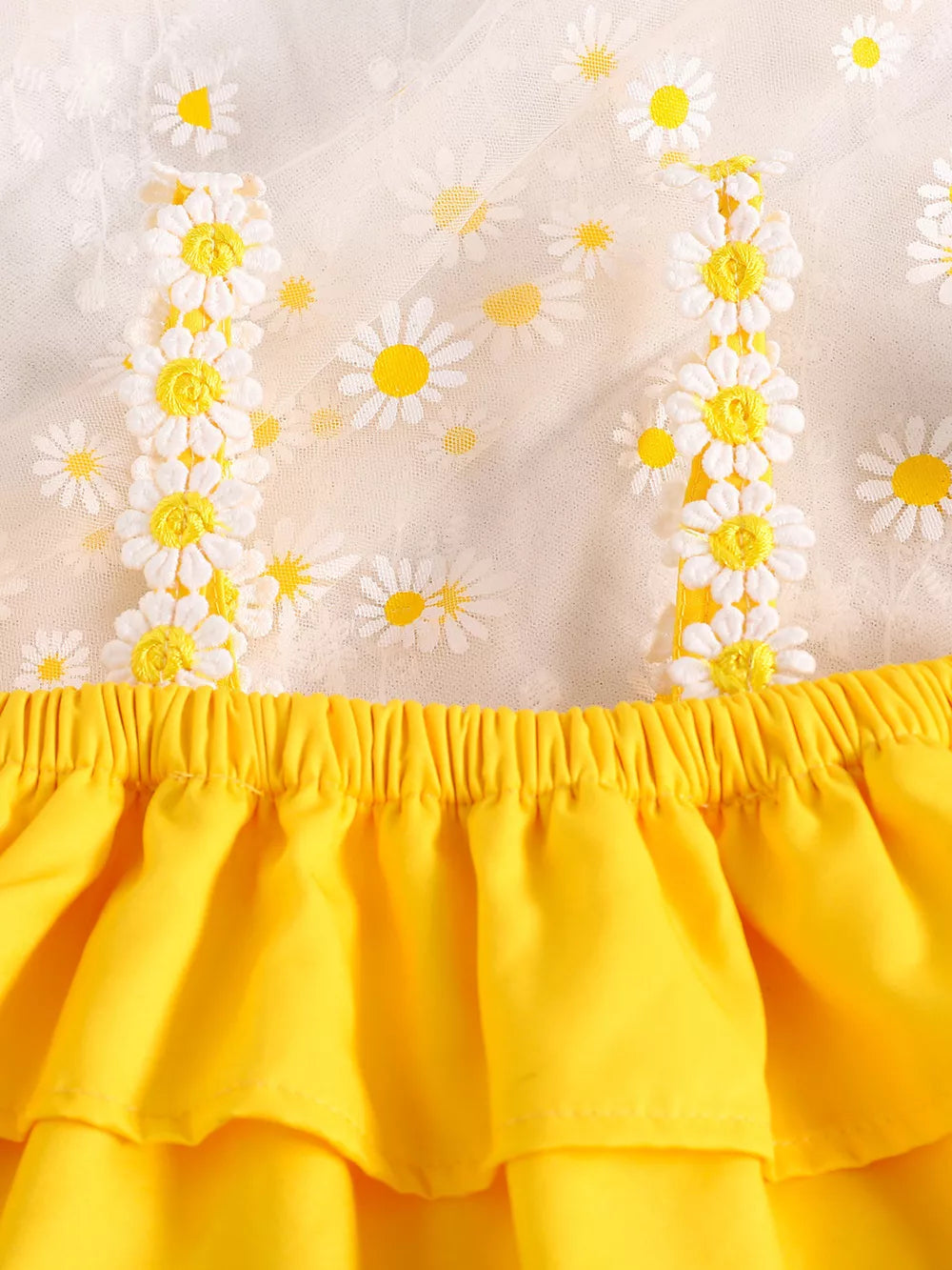 Children's Daisy Print Cami And Denim Shorts Set in Yellow, side view