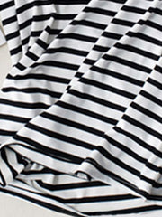 Black and white striped built-in bra tee with a casual fit.