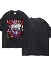 Acid wash black t-shirt with Tokyo Ghoul graphic print and distressed details.