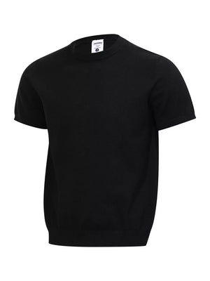 Men's Classic Short Sleeve Knit Top in Black, back view