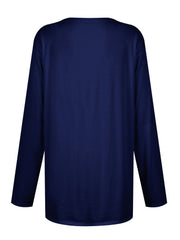 Navy relaxed fit tunic with long sleeves and a crew neck.