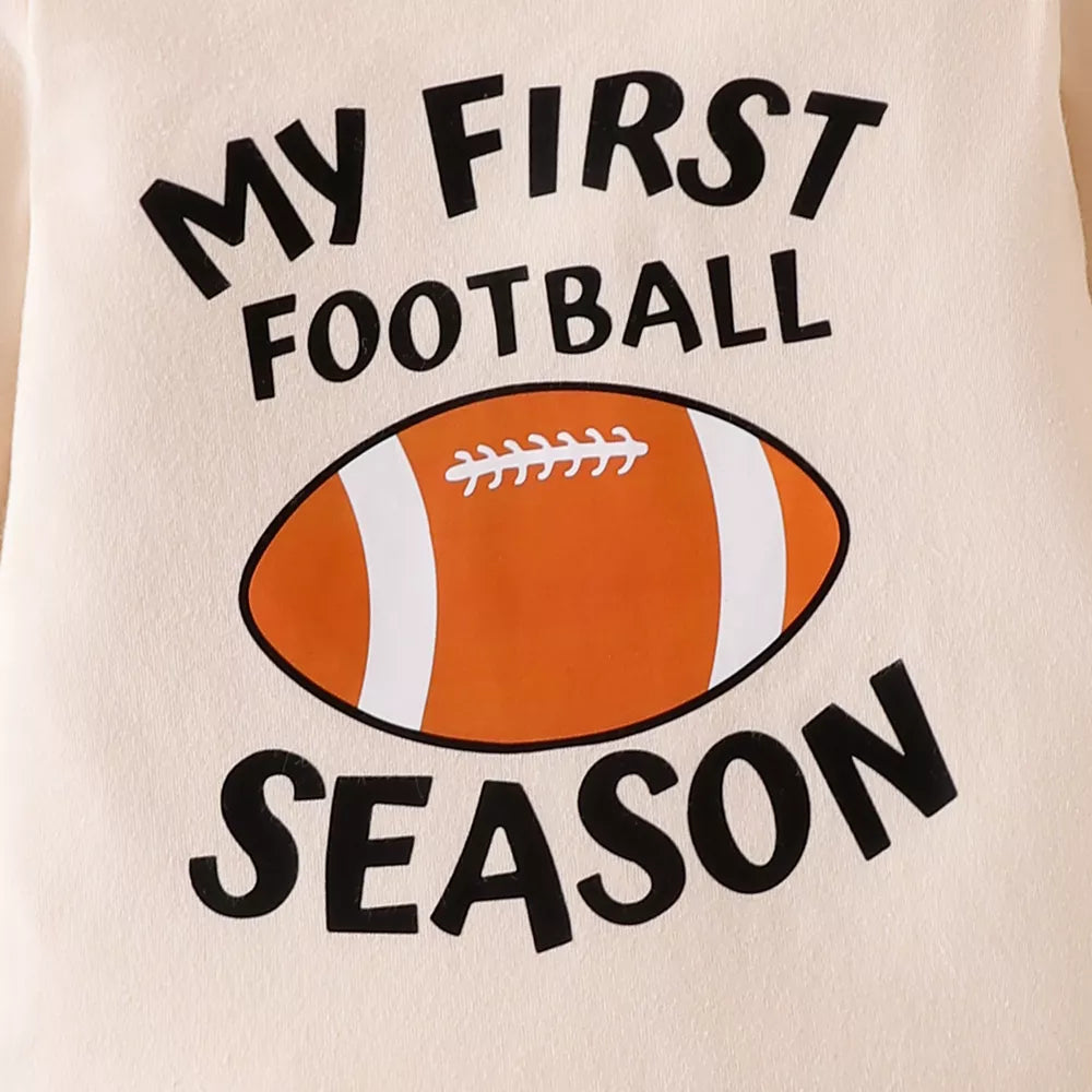 Children's Football Season Bodysuit Set in Apricot, fabric detail