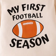 Children's Football Season Bodysuit Set in Apricot, fabric detail