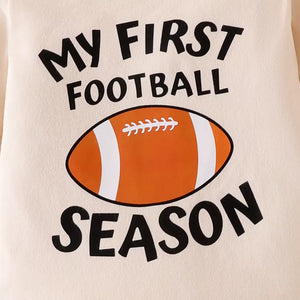 Children's Football Season Bodysuit Set in Apricot, fabric detail
