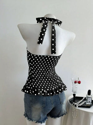 Vintage Ruched Top in Black, close-up detail