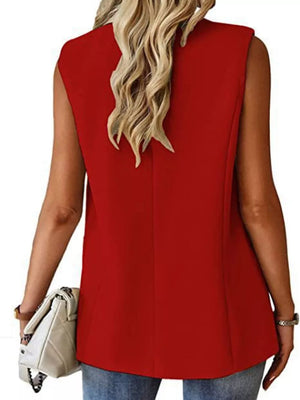 One Button Blazer Vest in Navy, fit detail