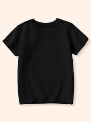 Black cotton toddler crew-neck t-shirt with short sleeves.