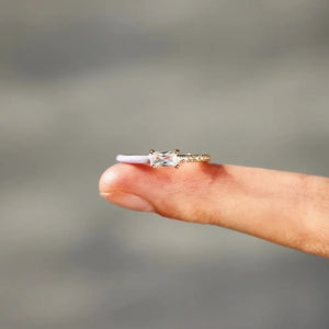 Enamel heart ring with pave band, light green enamel, 925 sterling silver
