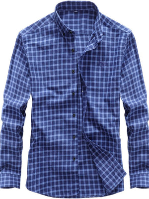 Men's Classic Plaid Button-down Shirt Plus Size in Red-Violet, side view
