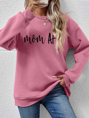 Mom At graphic sweatshirt in Blush Pink with crewneck and long sleeves.