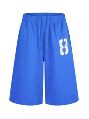 Men's Number 8 Wide Leg Capris in Blue, front view