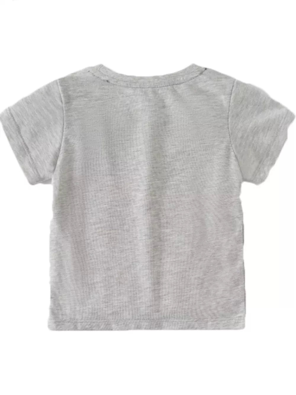 Toddler grey t-shirt with short sleeves and crew neck.