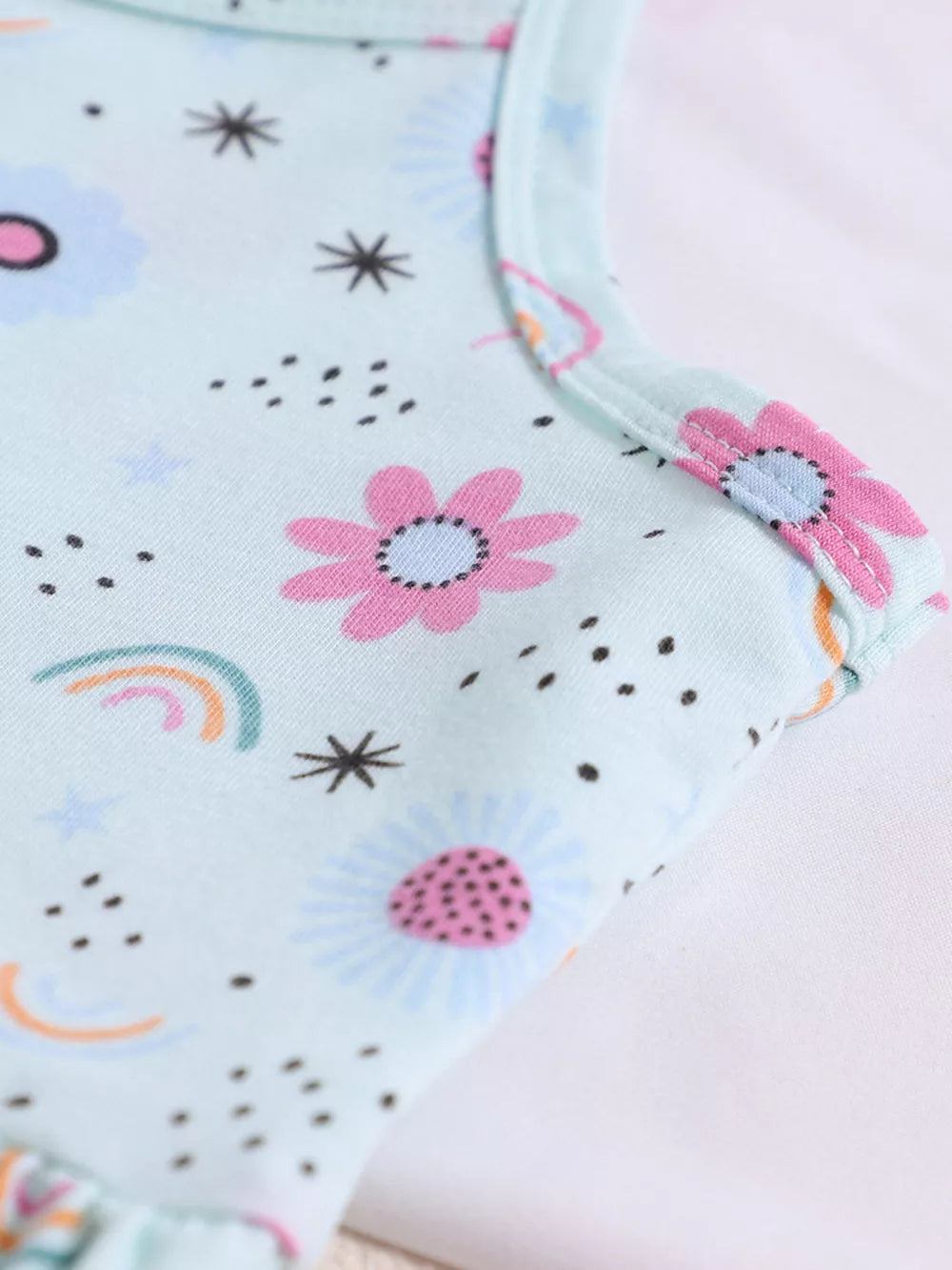 Children's Floral Print Spaghetti Strap A-line Dress, side view