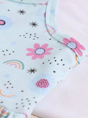 Children's Floral Print Spaghetti Strap A-line Dress, side view