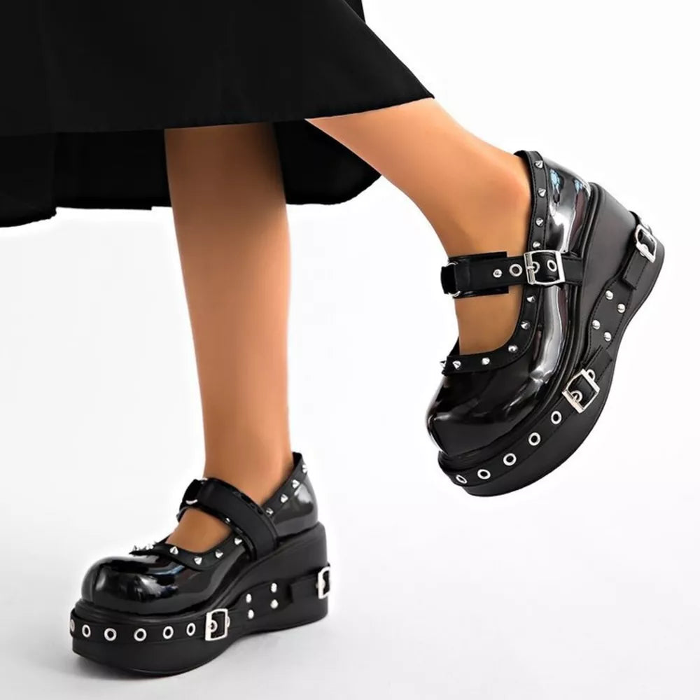 Round Toe Studded Loafers, side view