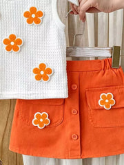 Children's Flower Sleeveless Top And Skirt Set, fit detail