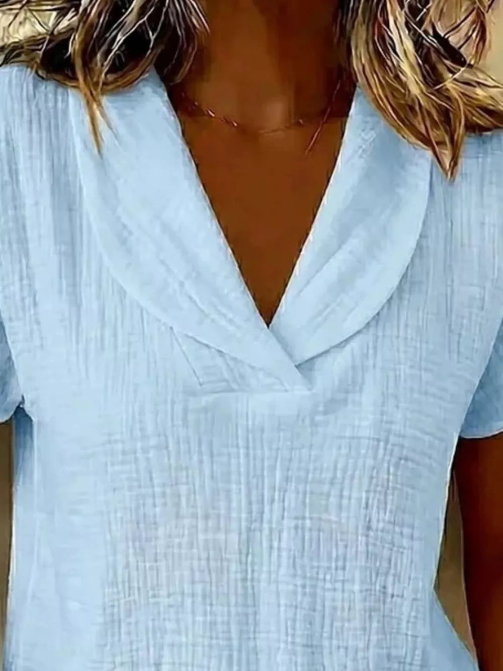 Textured Short Sleeve Plus Size Blouse, product detail
