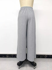 Drawstring Wide-leg Sweatpants in Light Gray, fit detail