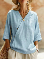Surplice 3/4 Sleeve Blouse, fabric detail